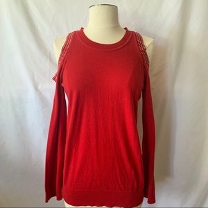 Michael Kors Red Cold Shoulder Sweater